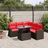 vidaXL 6 Piece Garden Sofa Set with Cushions Poly Rattan - Brown - 2 of 4