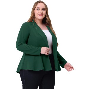 Agnes Orinda Women's Plus Size High-Low Peplum Button Work Elegant Blazers - 1 of 4