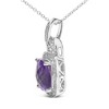 Haus of Brilliance Silver 10X10 MM Cushion Amethyst and Diamond Accent Halo Pendant Necklace - 3 of 4