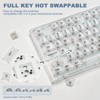 MaseiKar X75PRO Wireless Hot Swappable Mechanical Keyboard with Transparent Keycaps,Gasket Mount,BT5.0/2.4G/USB-C(Crystal White Switch,Wireless-White) - 3 of 4