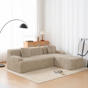 110"W Modular Sectional Sofa Upholstered Couch Cloud Sofa Free-combined Sofa with 2 Pillows, Beige/Light Coffee/Dark Gray/Black-ModernLuxe - 1 of 4