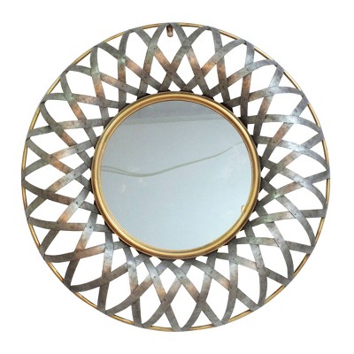 14" Ives Round Wall Mirror Antique Silver Gold - A&B Home