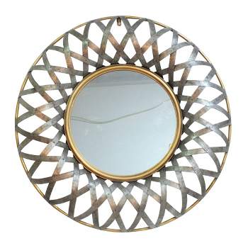 14" Ives Round Wall Mirror Antique Silver Gold - A&B Home