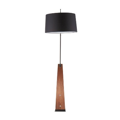 Robyn 67" Black and Walnut Arc Floor Lamp