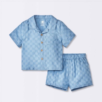 Baby Boys' Checkered Top & Bottom Set - Cloud Island™ Blue