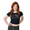 Hello Kitty Character Face Outline Crew Neck Short Sleeve Women's Black Crop Top Baby Tee - image 2 of 4