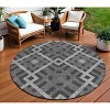 Charcoal Gray And Silver Geometric Washable Indoor Outdoor Area Rug - 2 of 4