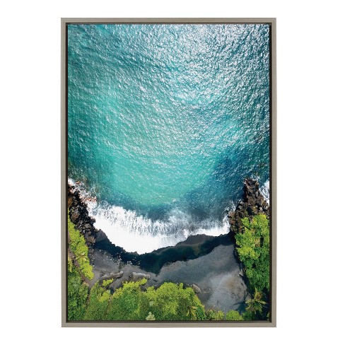 23 X 33 Sylvie Maui Black Sand Beach Framed Canvas Wall Art By Rachel Dowd Gray Kate And Laurel Target