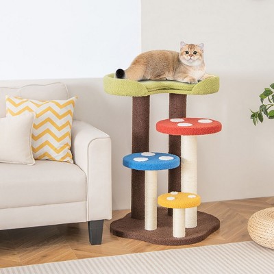 Colorful Mushroom Multi-Level Cat Tree with Sisal Posts