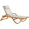 Resenkos Larch Wood Tanning Lounger, 4-Level Adjustable Comfort Chair, Full Flat Patio Relaxer With Mesh Seat, Cozy Cream White - 3 of 4