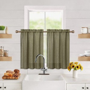Linen Blend Short Kitchen Curtains for Small  Windows - 1 of 4