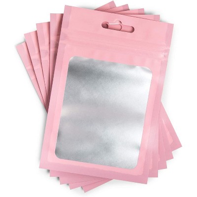 Sparkle and Bash 120 Pack Pink Resealable Disposable Plastic Bags, Clear Storage Bag 4 x 6 in