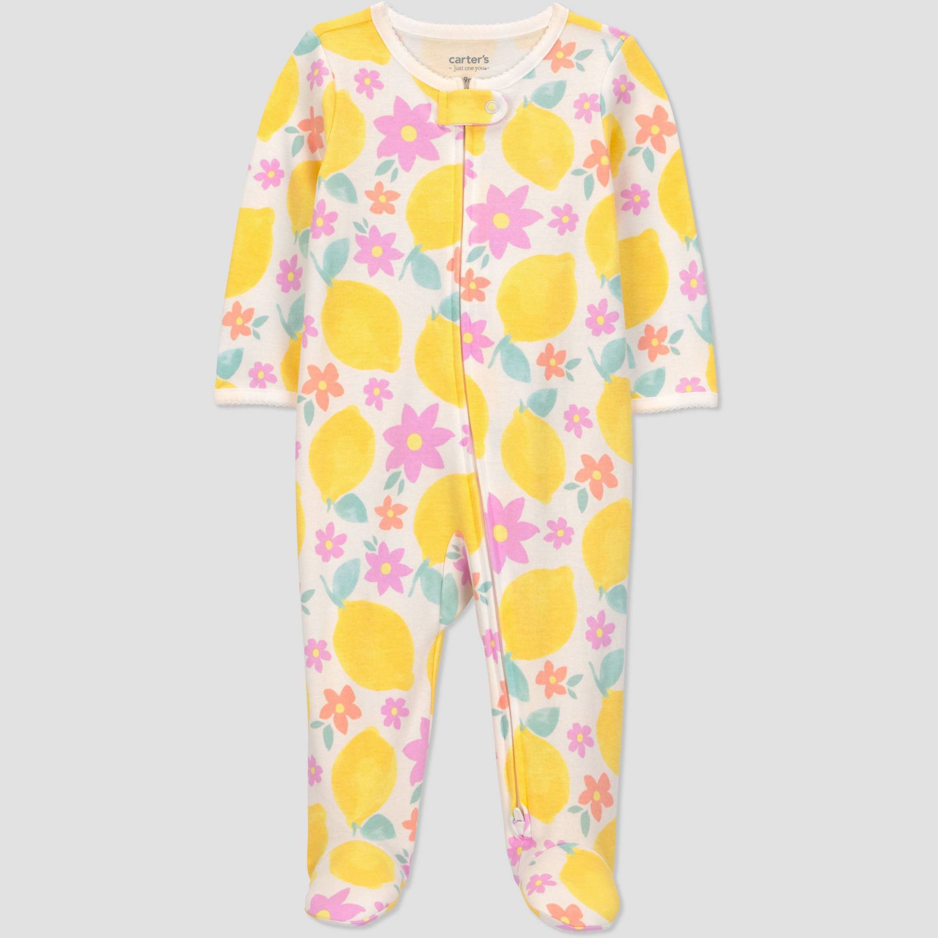 Carter's Just One You® Baby Girls' Floral Lemon Fruit Sleep N' Play - Yellow/Ivory 3M