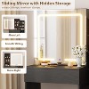Vanity Table and Chair Set with Sliding Mirror, 3 Color Modes Lights & Charging Station, Anti-tip Makeup Desk Dresser With Storage Stool - 4 of 4