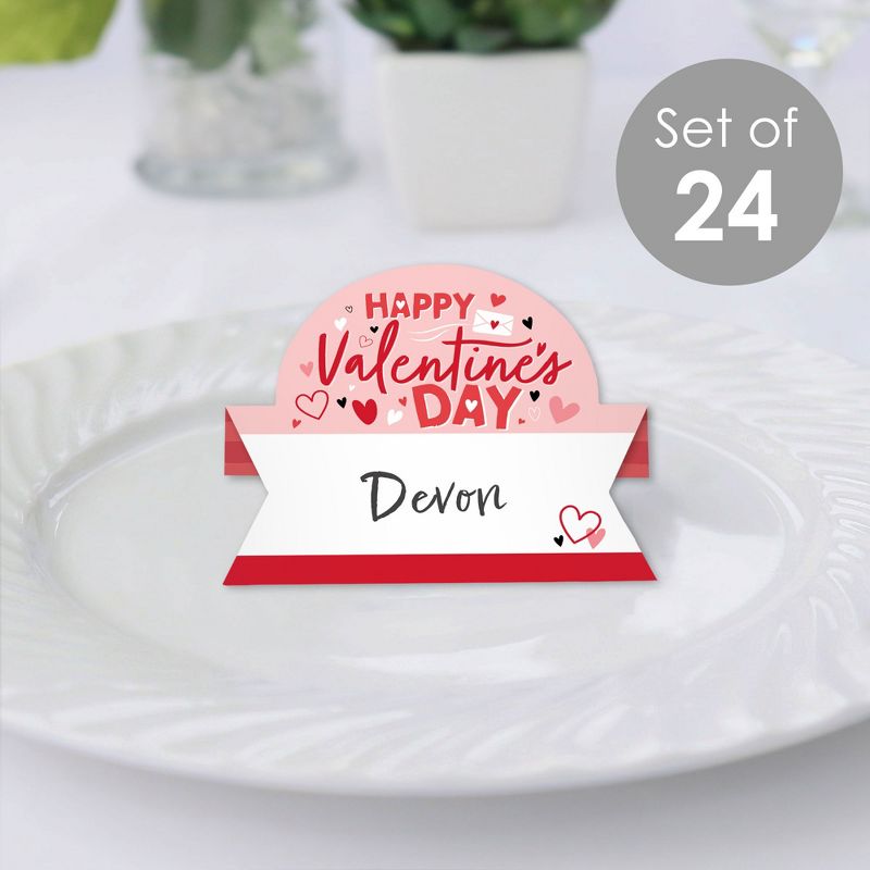 Big Dot of Happiness Happy Valentine’s Day - Valentine Hearts Party Tent Buffet Card - Table Setting Name Place Cards - Set of 24, 2 of 9