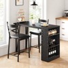 Set for 2 Bar Table and Chairs Set with Flip Top Extension 2 Armless Chair and Storage Shelves - 3 of 4