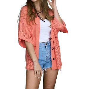 Women's Catalina Knit Half Sleeve Button Up Top Size 2XL - Elsie & Zoey - 1 of 4