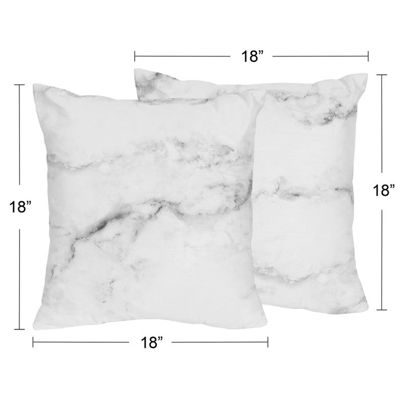 Sweet Jojo Designs Decorative Throw Pillows 18in. Marble Black and White 2pc, 5 of 6