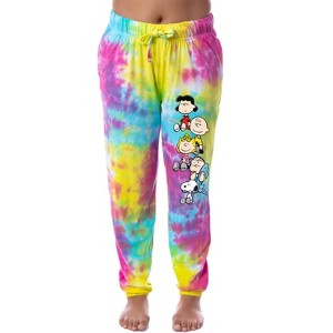 Peanuts Womens' Snoopy Charlie Brown Characters Sleep Jogger Pajama Pants Multicolored - 1 of 3