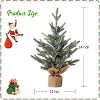 24 Inch Artificial Small Christmas Tree, 2 Ft Prelit Tabletop Mini Frosted Pine Tree with 50 LED Lights for Table Centerpiece Office Desk Decorations - 2 of 4