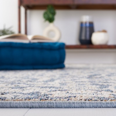 Navy and Ivory Synthetic Hand-Knotted Area Rug