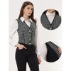 Allegra K Women's V Neck Fringe Trim Vintage 1950s Plaid Tweed Suit Vest - 2 of 4