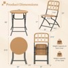 Costway 3 PCS Patio Bistro Set with Wicker Seat & Tabletop for Backyard, Garden, Balcony - 3 of 4