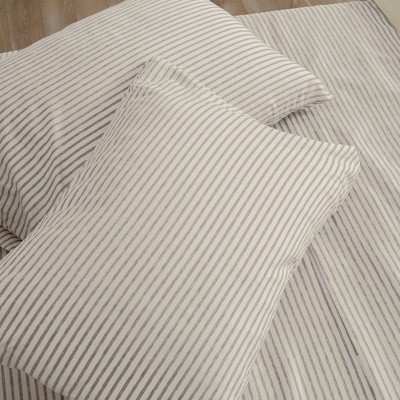 Twin Light Grey Striped Microfiber Sheet Set