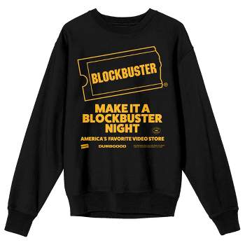 Blockbuster "Make It a Blockbuster Night" Adult Black Crew Neck Sweatshirt