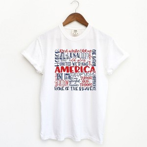 Simply Sage Market Women's American Words Colorful Short Sleeve Garment Dyed Tee - 1 of 3