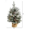 2ft Nearly Natural Pre-Lit Flocked Artificial Christmas Tree: Indoor Decor, Burlap Base - 2 of 4