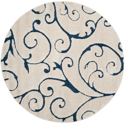  9' Round Swirl Loomed Area Rug Cream - Safavieh 