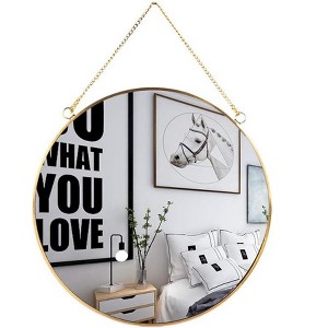 Aoibox Hanging Wall Circle Mirror Decor Gold Geometric Mirror with Chain for Bathroom Bedroom Living Room - 1 of 4