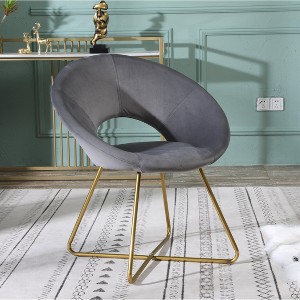 Roundhill Furniture Slatina Silky Velvet Upholstered Accent Chair, Gray with Gold Tone Finished Base - 1 of 4