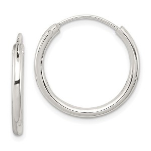 Black Bow Jewelry 2mm, Sterling Silver, Endless Hoop Earrings - 20mm (3/4 Inch) - 1 of 4