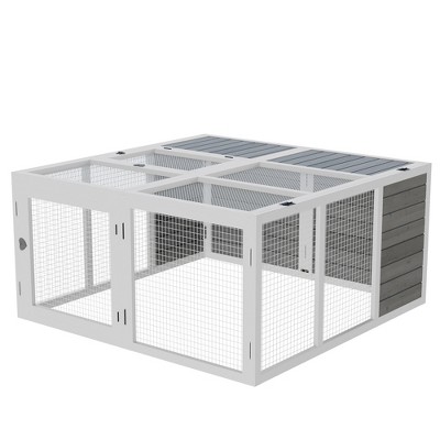 Wooden Rabbit Hutch with Openable Foldable Top for 1-4 Bunnies