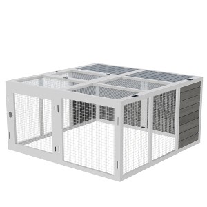 Wooden Rabbit Hutch with Openable Foldable Top for 1-4 Bunnies - 1 of 4
