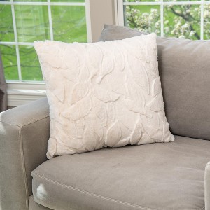 HGTV Triple Jacquard Carved Faux Fur Pillow Autumn Bliss Snowbound 22 x 22 inches - 1 of 4