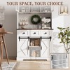72" Farmhouse Bar Cabinet with Sliding Barn Door, Tall Kitchen Buffet with Storage Hutch and 3 Drawer, Rustic Coffee Wine Bar Sideboard - 2 of 4