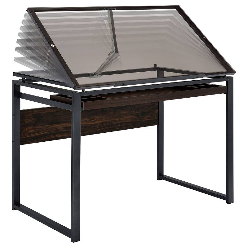 Pantano Glass Top Drafting Desk with Organizer Drawer Gunmetal - Coaster, 6 of 16