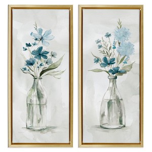 Stupell Industries Elegant Indigo Lilac Flower Jars, 11" x 25" - 1 of 4
