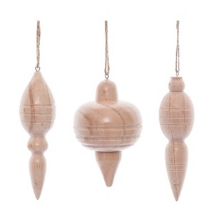 Transpac Natural Wood Ornament Set of 3 Christmas Home Decorations - 1 of 1