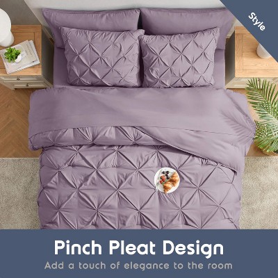 Nestl Queen Size Pinch Pleated Comforter Set, 9 Piece Queen Bed in a Bag Dusty Purple, Queen Size Bedding Set with Down Alternative Pillows — фото 2