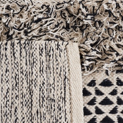 Handwoven Artisan Black and Ivory Cotton 6' Square Rug