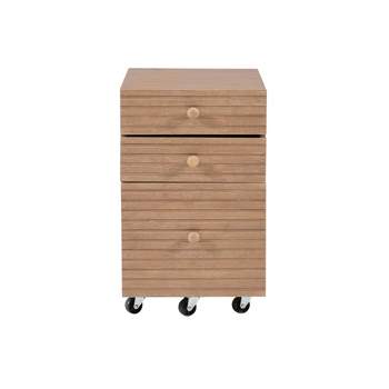 Wedeln 3 Drawer Rolling File Cabinet Natural Finish Wood - Powell