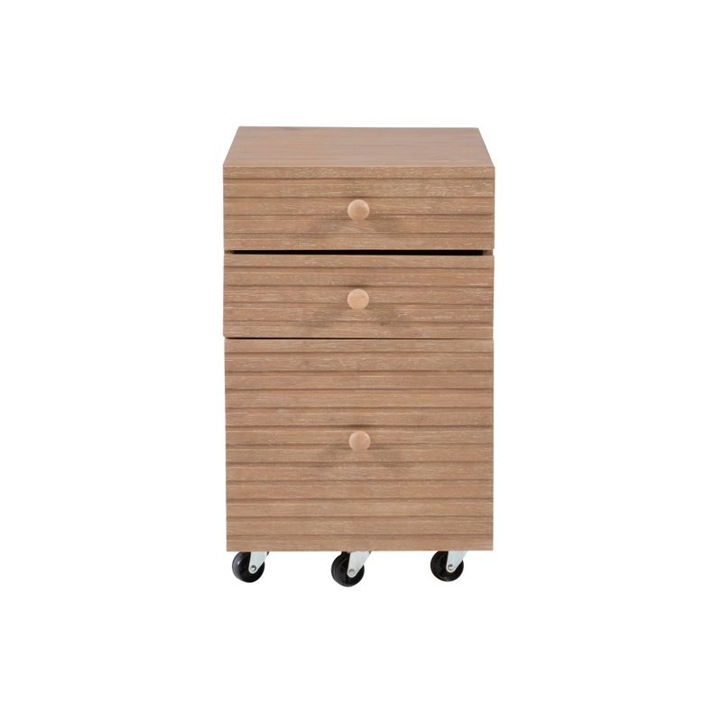 Wedeln 3 Drawer Rolling File Cabinet Natural Finish Wood - Powell, 1 of 16
