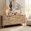 LuxenHome Sideboard Buffet Cabinet with Storage, 71'' Wide Mid Century Modern Natural Oak Manufactured Wood Accent Cabinet with 4-Door - 4 of 4
