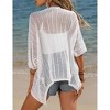 Coolmee Women's Short Sleeve Cardigans Summer Open Front Hollowed Out Shrug Sweaters Knit Sweater Tops Lightweight Cardigans 2XL White - 4 of 4