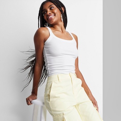 Hot white ruffle vest top Outlet Black Friday