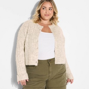 Women's Ribbed Crewneck Cardigan - Wild Fable™ - 1 of 3